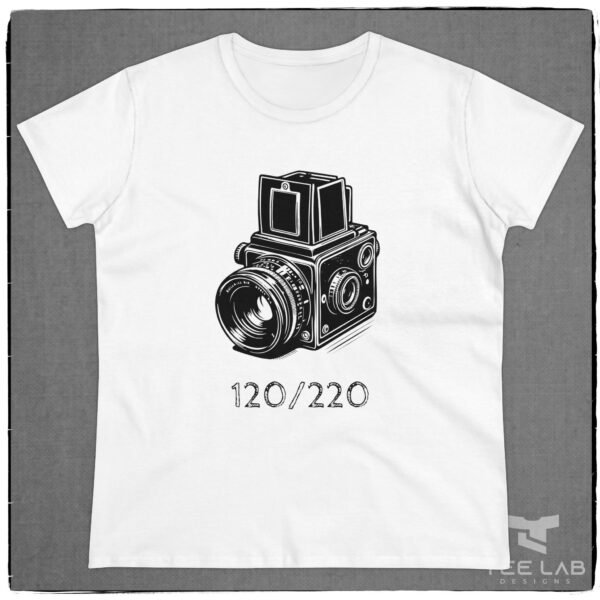 Women's 120/220 Camera tee from the Tee Lab Designs Photography Collection.