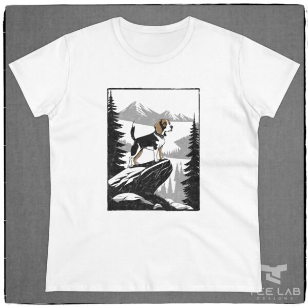 Women's Beagle in the Mountains tee from the Tee Lab Designs.
