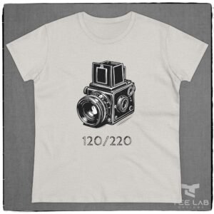 Women's 120/220 Camera tee from the Tee Lab Designs Photography Collection.