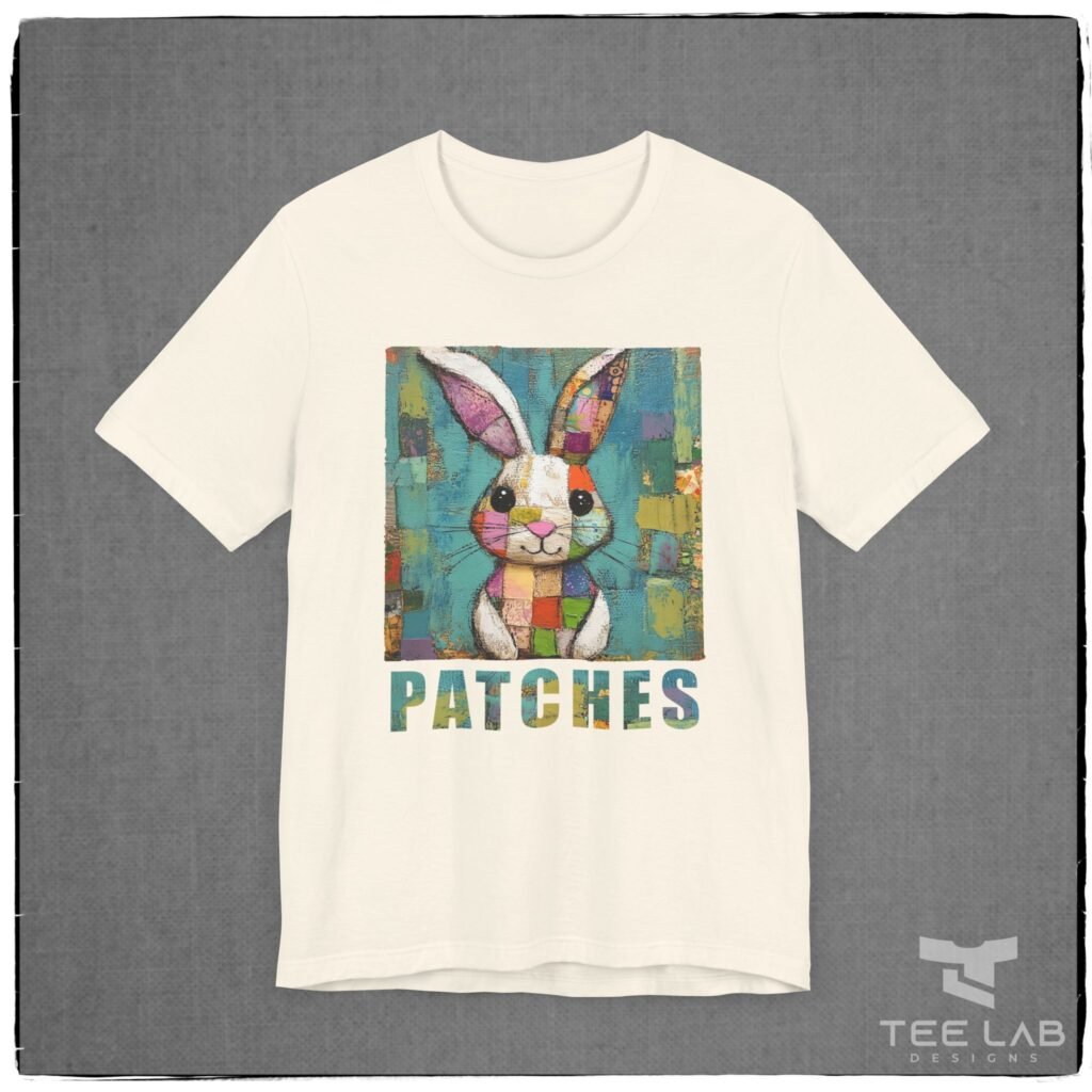 Fold Art Style Patches Bunny Bella+Canvas Tee.