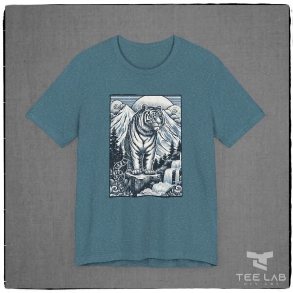 Distressed Japanese Tiger Bella+Canvas tee from the Tee Lab Designs Japanese Collection.