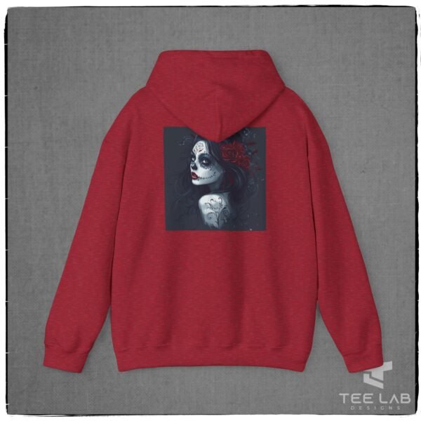 Dia de los Muertos or Day of the Dead woman hoodie from Tee Lab Designs.