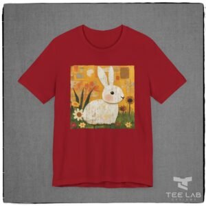 Bunny Folk Art Bella+Canvas adult Tee shirt from Tee Lab Designs.
