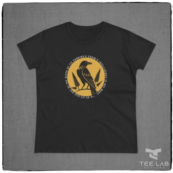 Women's Cunning Crow cotton tee from Tee Lab Designs.