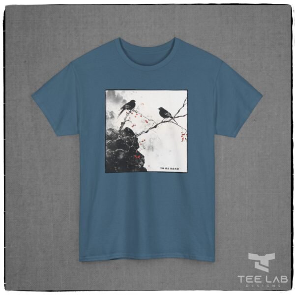 Bird's and Cherry Blossoms sumie style tee from my Japanese Collection at Tee Lab Designs.
