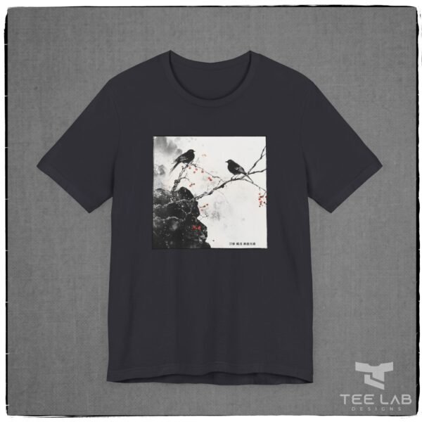 Bird's and Cherry Blossoms sumie style Bella+Canvas tee from my Japanese Collection at Tee Lab Designs.