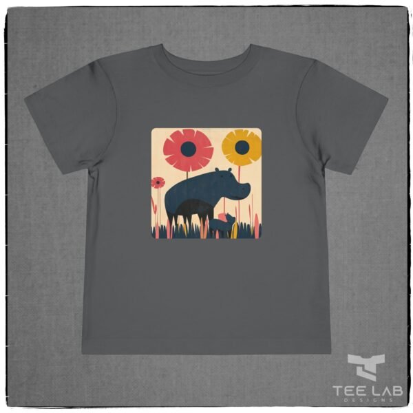 Folk Art Toddler Hippo Bella+Canvas Tee from Tee Lab Designs. This is part of the Toddler and Kids Collection.