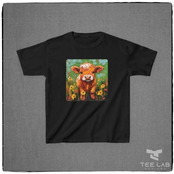 Folk Art Toddler Highland Calf Tee from Tee Lab Designs. This is part of the Toddler and Kids Collection.