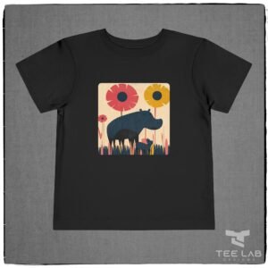 Folk Art Toddler Hippo Bella+Canvas Tee from Tee Lab Designs. This is part of the Toddler and Kids Collection.