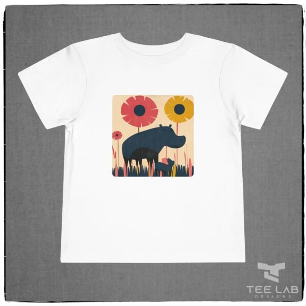 Folk Art Toddler Hippo Bella+Canvas Tee from Tee Lab Designs. This is part of the Toddler and Kids Collection.