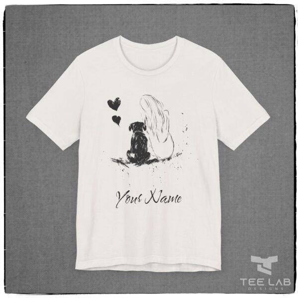 Personalized Dog Love Bella+Canvas tee shirt from Tee Lab Designs. Add your name in the Notes during Checkout.