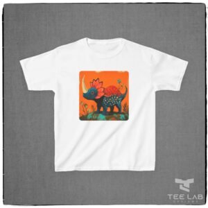 Folk Art Dino tee part of the Toddler and Kids Collection from Tee Lab Designs.