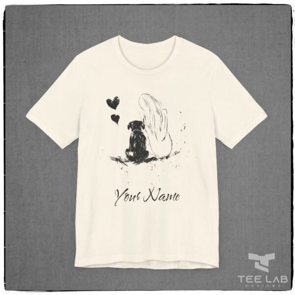 Personalized Dog Love Bella+Canvas tee shirt from Tee Lab Designs. Add your name in the Notes during Checkout.