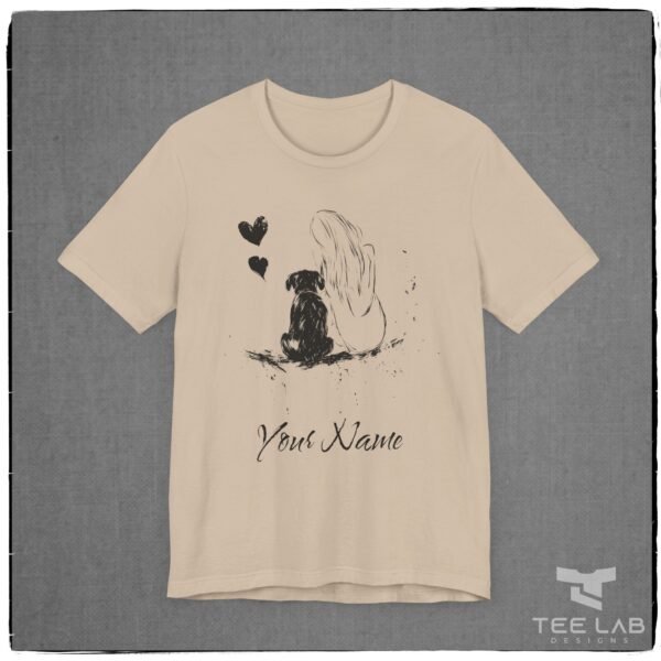 Personalized Dog Love Bella+Canvas tee shirt from Tee Lab Designs. Add your name in the Notes during Checkout.