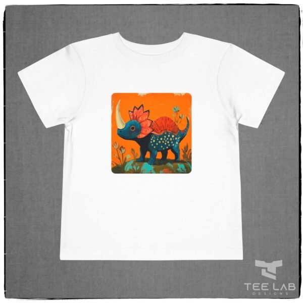Folk Art Dino Bella+Canvas Toddler and Kids Collection from Tee Lab Designs.