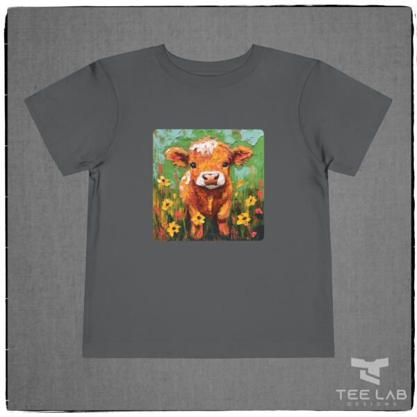 Folk Art Toddler Highland Calf Bella+Canvas Tee from Tee Lab Designs. This is part of the Toddler and Kids Collection.