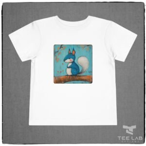 Folk Art Toddler Blue Squirrel Bella+Canvas Tee part of the Tee Lab Designs Toddler and Kids Collection.