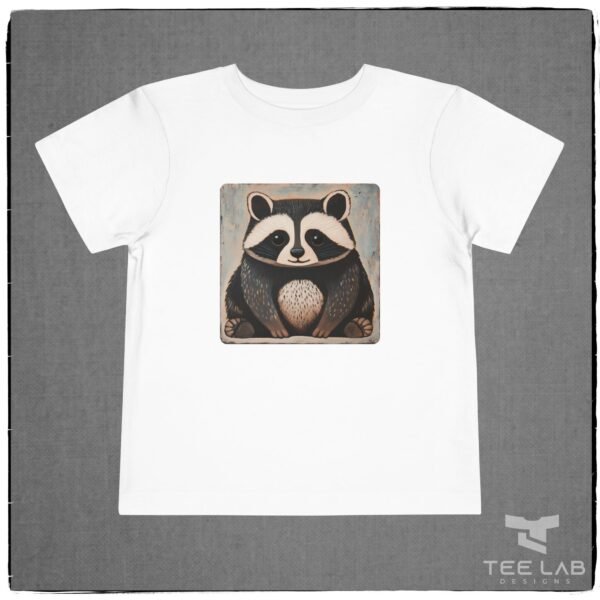 Folk Art Toddler Raccoon Bella+Canvas Tee from Tee Lab Designs. This is part of the Toddler and Kids Collection.