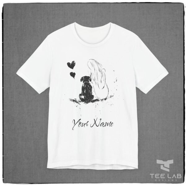 Personalized Dog Love Bella+Canvas tee shirt from Tee Lab Designs. Add your name in the Notes during Checkout.