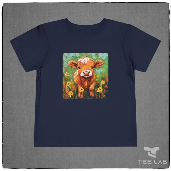 Folk Art Toddler Highland Calf Bella+Canvas Tee from Tee Lab Designs. This is part of the Toddler and Kids Collection.