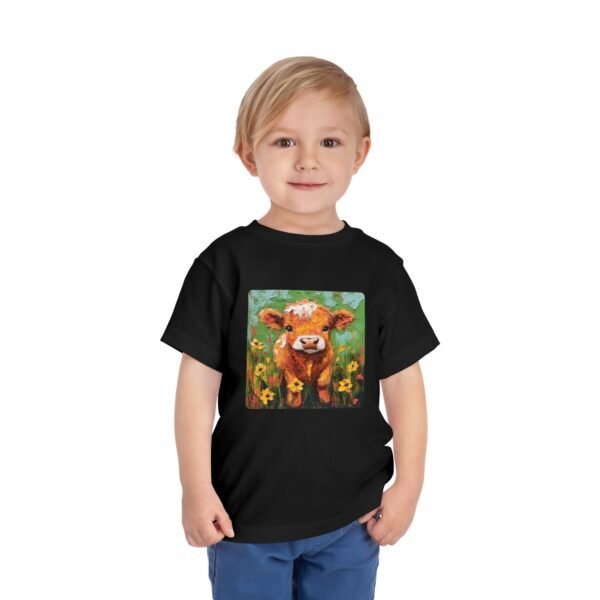 Folk Art Toddler Highland Calf Bella+Canvas Tee from Tee Lab Designs. This is part of the Toddler and Kids Collection.