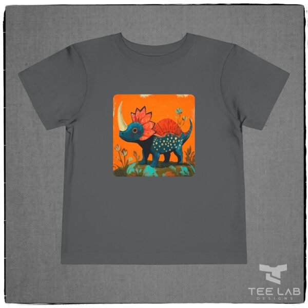 Folk Art Dino Bella+Canvas Toddler and Kids Collection from Tee Lab Designs.