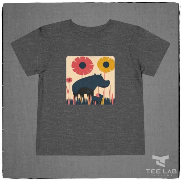 Folk Art Toddler Hippo Bella+Canvas Tee from Tee Lab Designs. This is part of the Toddler and Kids Collection.