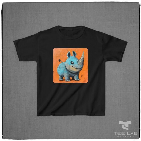 Folk Art Baby Rhino tee part of the Toddler and Kids Collection from Tee Lab Designs.
