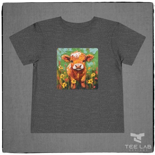 Folk Art Toddler Highland Calf Bella+Canvas Tee from Tee Lab Designs. This is part of the Toddler and Kids Collection.