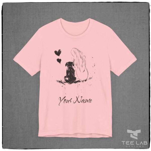 Personalized Dog Love Bella+Canvas tee shirt from Tee Lab Designs. Add your name in the Notes during Checkout.