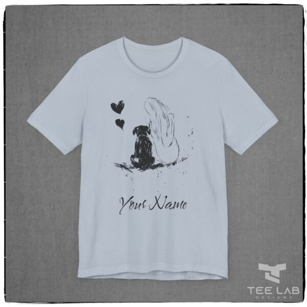 Personalized Dog Love Bella+Canvas tee shirt from Tee Lab Designs. Add your name in the Notes during Checkout.